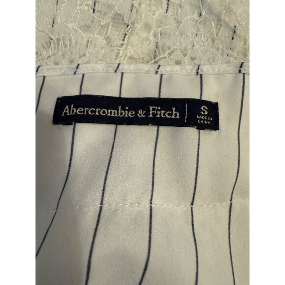 Abercrombie & Fitch Womens Striped Lace Trim Tank Top S White Navy Coquette Y2K - Picture 2 of 14